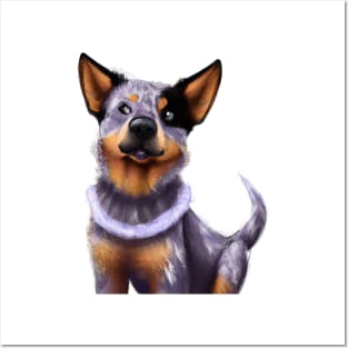 Cute Australian Cattle Dog Drawing Posters and Art